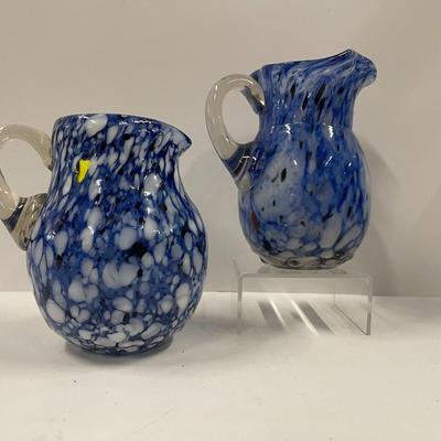 Lot of 2 Hand Made Glass Pitchers