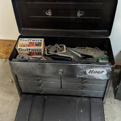 Huot Machinist Box and Metal Toolbox with Contents