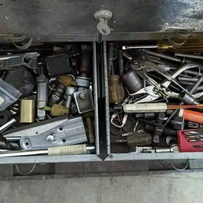 Huot Machinist Box and Metal Toolbox with Contents