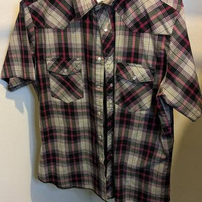 Shortsleeve Pearl Snap Button Men's Shirts