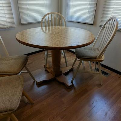 Two Tone Round Dining Table and Chairs