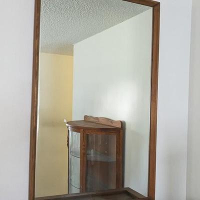 Wood Cabinet and Mirror