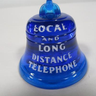 Antique Blue Glass Bell System NY Telephone Co. Advertising Bell