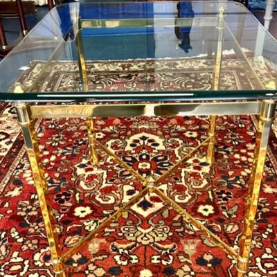 Brass Side table with Glass Top