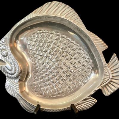 Metal Fish Serving Platter, Silver Alloy