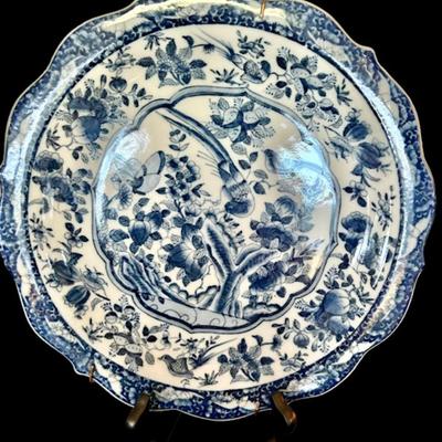 Vintage Blue/White Round Platter - Chinese Export United Wilson UW 1897