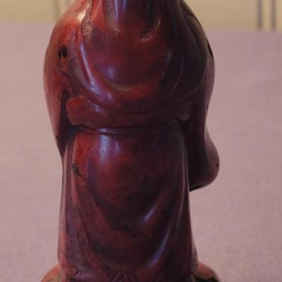 Vintage Carved Cinnabar Chinese 7 God's with Lacquered Stand