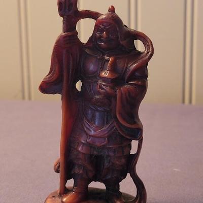 Vintage Carved Cinnabar Chinese 7 God's with Lacquered Stand