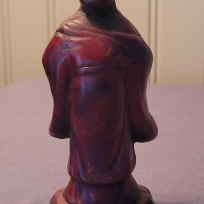 Vintage Carved Cinnabar Chinese 7 God's with Lacquered Stand
