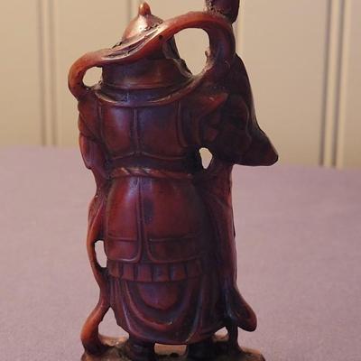 Vintage Carved Cinnabar Chinese 7 God's with Lacquered Stand