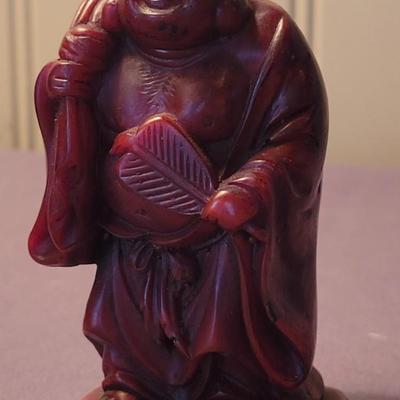 Vintage Carved Cinnabar Chinese 7 God's with Lacquered Stand