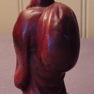 Vintage Carved Cinnabar Chinese 7 God's with Lacquered Stand