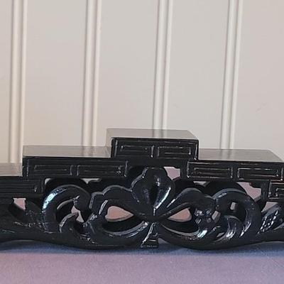 Vintage Carved Cinnabar Chinese 7 God's with Lacquered Stand