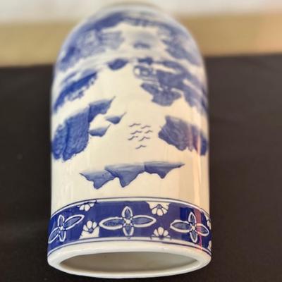 Asian Blue and White Large Vase - Formalities by Baum Bros.