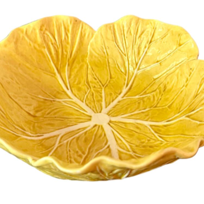 Yellow handpainted Cabbage Bowl made in Portugal durbale earthenware