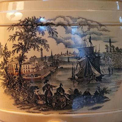 Vintage Transferware Royal Staffordshire Creameries "Royal Harbor" Spirits, Lemonade or Water Dispenser
