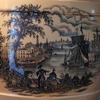 Vintage Transferware Royal Staffordshire Creameries "Royal Harbor" Spirits, Lemonade or Water Dispenser