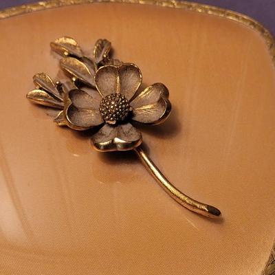 Vintage Ormolu-Style Vanity Set With Brush, Mirror, and Perfume Bottle