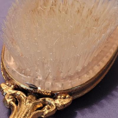Vintage Ormolu-Style Vanity Set With Brush, Mirror, and Perfume Bottle