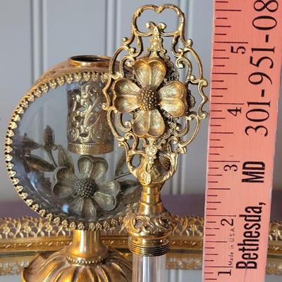 Vintage Ormolu-Style Vanity Set With Brush, Mirror, and Perfume Bottle