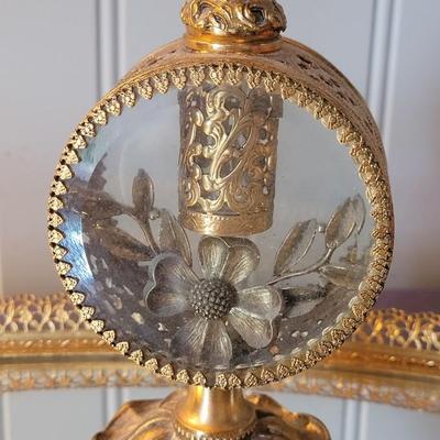 Vintage Ormolu-Style Vanity Set With Brush, Mirror, and Perfume Bottle
