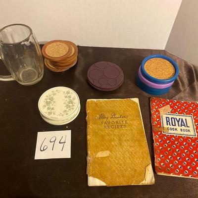 Vintage Cookbooks and Beer Mug
