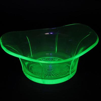 Vintage Glowing Vaseline Uranium Green Mid Century Glass Serving Display Dish