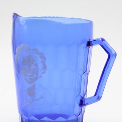 Vintage Shirley Temple Blue Glass Creamer Pitcher Hazel Atlas Glass Company Depression Glass