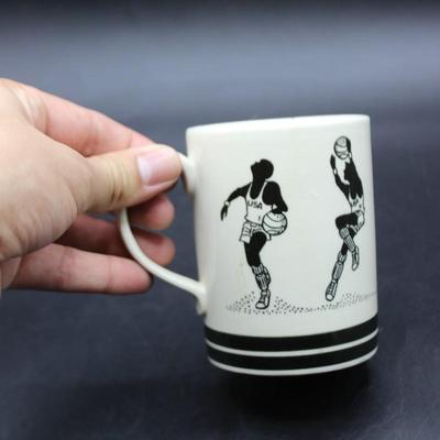 Vintage USA Basketball Team Graphic Stipple Drawn Design Ceramic Coffee Mug
