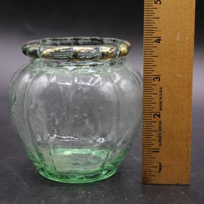 Small Vintage Simple Light Green Clear Glass Display Jar