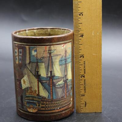 Vintage Mid Century Sailing Ship Office Desktop Pencil Cup