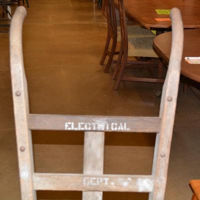 Antique Wood and Cast Iron Hand Truck 2 Wheel