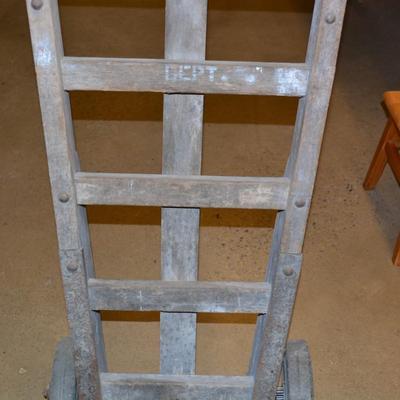 Antique Wood and Cast Iron Hand Truck 2 Wheel