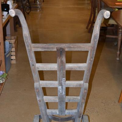Antique Wood and Cast Iron Hand Truck 2 Wheel