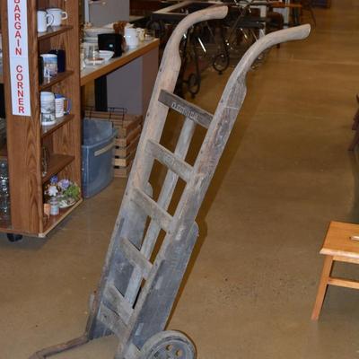 Antique Wood and Cast Iron Hand Truck 2 Wheel