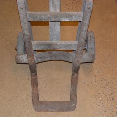 Antique Wood and Cast Iron Hand Truck 2 Wheel