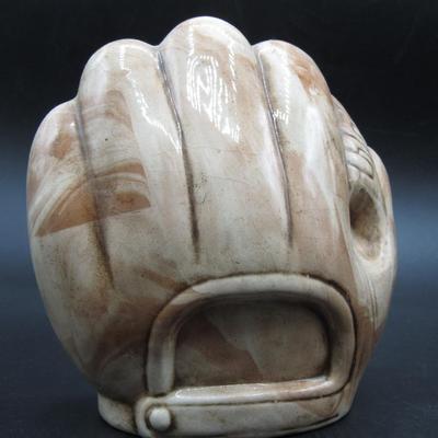 Vintage Ceramic Art Made From Black River Mud Baseball Glove Figurine