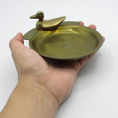 Retro Brass Made in Republic of China Sitting Duck Keys Trinket Dish