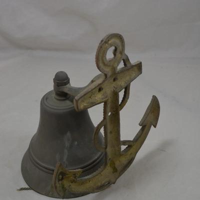 Rustic Nautical Wall Mount Metal Anchor Bell