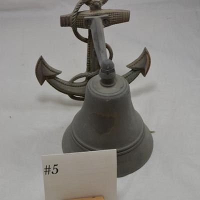 Rustic Nautical Wall Mount Metal Anchor Bell
