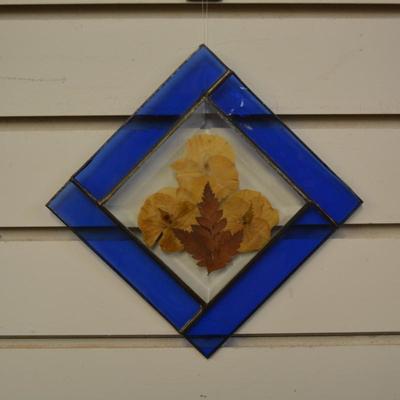 Stained Glass Wall Hanging w/ Pressed Flowers