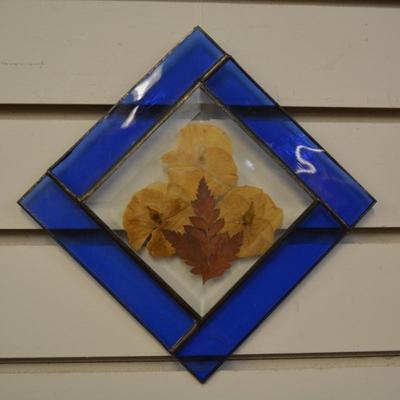 Stained Glass Wall Hanging w/ Pressed Flowers