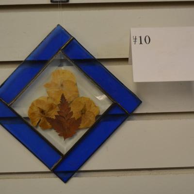 Stained Glass Wall Hanging w/ Pressed Flowers