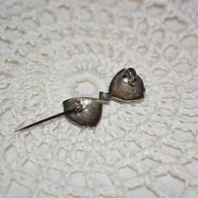 925 Sterling & Marcasite Bow Pin 2.6g