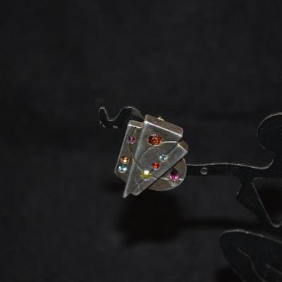 Signed Mod/Deco Earrings w/ Tourmaline