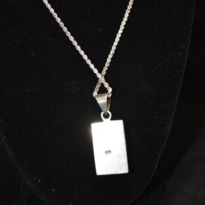 925 Sterling Twist Chain w/ Multi Stone Pendant 18" 18.2g