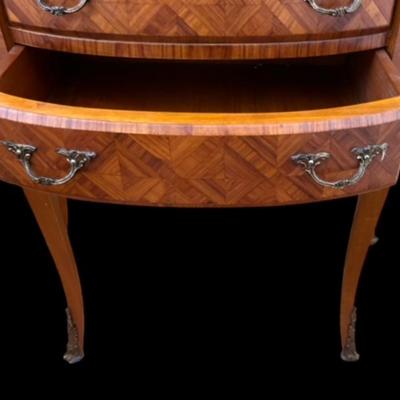 French XVI Style Demilune 3 Drawer Side Table