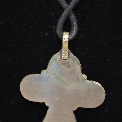 925 Sterling Lapis Cross on Lanyard 18" 13.7g