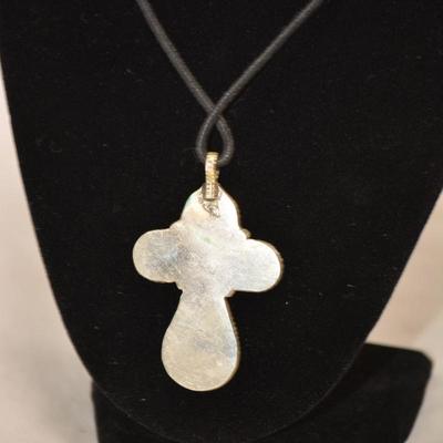 925 Sterling Lapis Cross on Lanyard 18" 13.7g