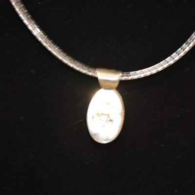925 Sterling Omega Chain w/ 925 Onyx Pendant 17" 28.1g
